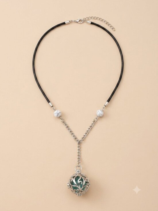 Hand Crafted Jewelry - Teal Stone & Marble Accents Lariat Necklace